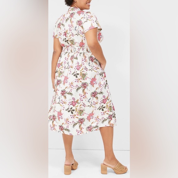 $110 ⭐️NEW Sz 24 3x fits 3x 4x Lane Bryant Satin Flutter Sleeve Ruffle Dress - Picture 3 of 12